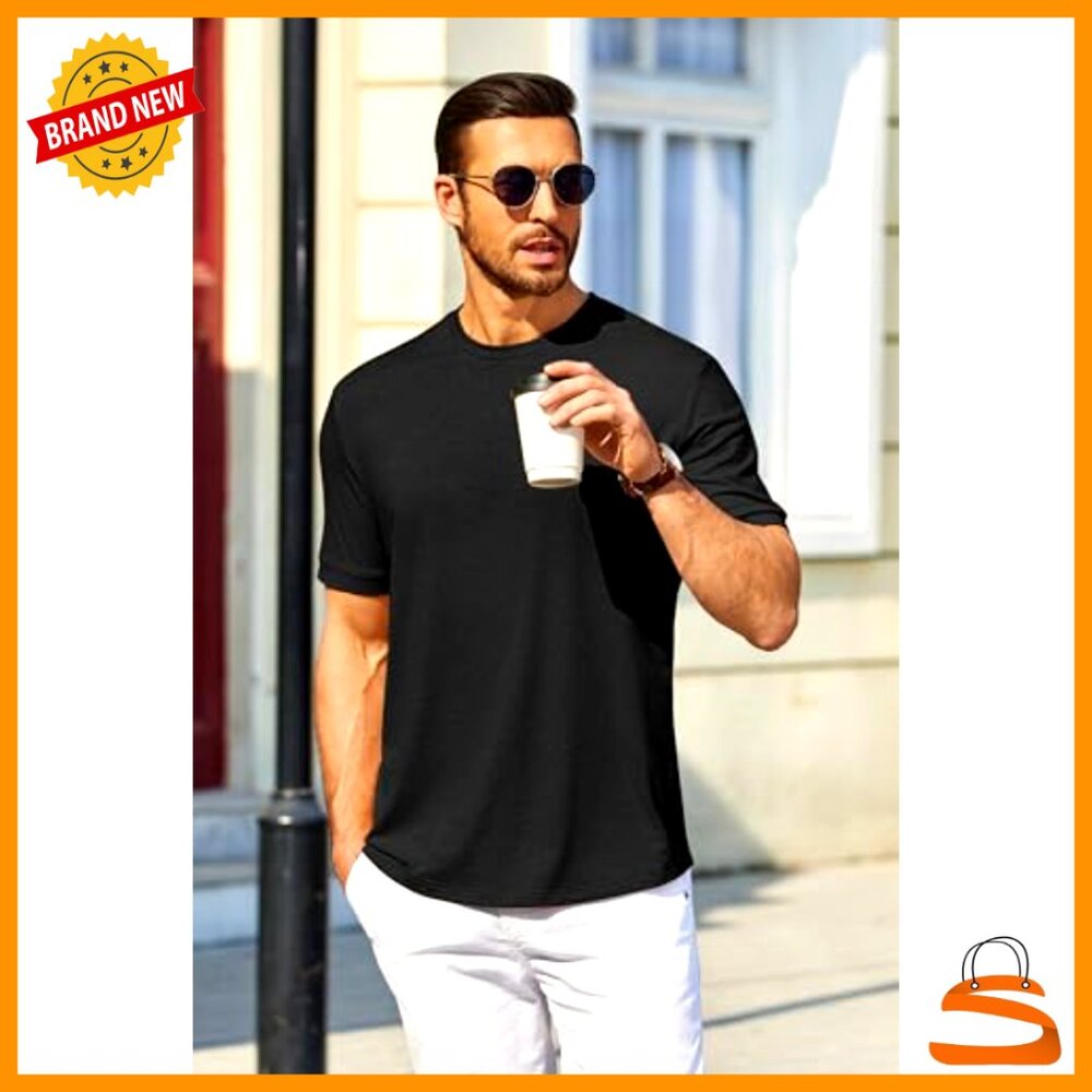 Classic Crew Neck T-Shirt Minimal Casual Summer Basic Tee Regular Fit - Picture 5 of 6